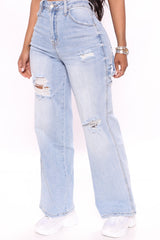 Total Masterpiece Ripped Cargo Carpenter Jeans - Medium Blue Wash