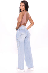 Total Masterpiece Ripped Cargo Carpenter Jeans - Medium Blue Wash