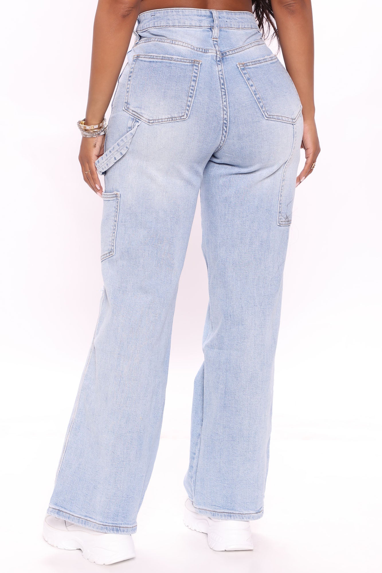 Total Masterpiece Ripped Cargo Carpenter Jeans - Medium Blue Wash