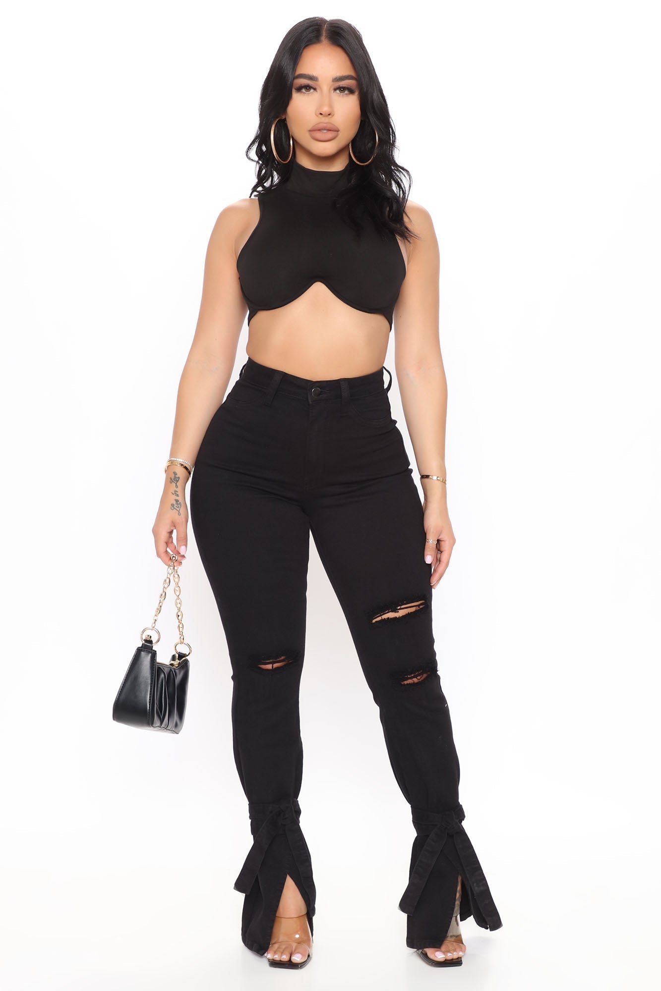 Tied To Let Ya Know Ripped Jeans - Black