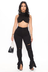 Tied To Let Ya Know Ripped Jeans - Black