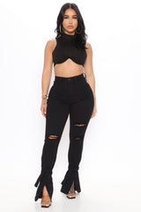Tied To Let Ya Know Ripped Jeans - Black