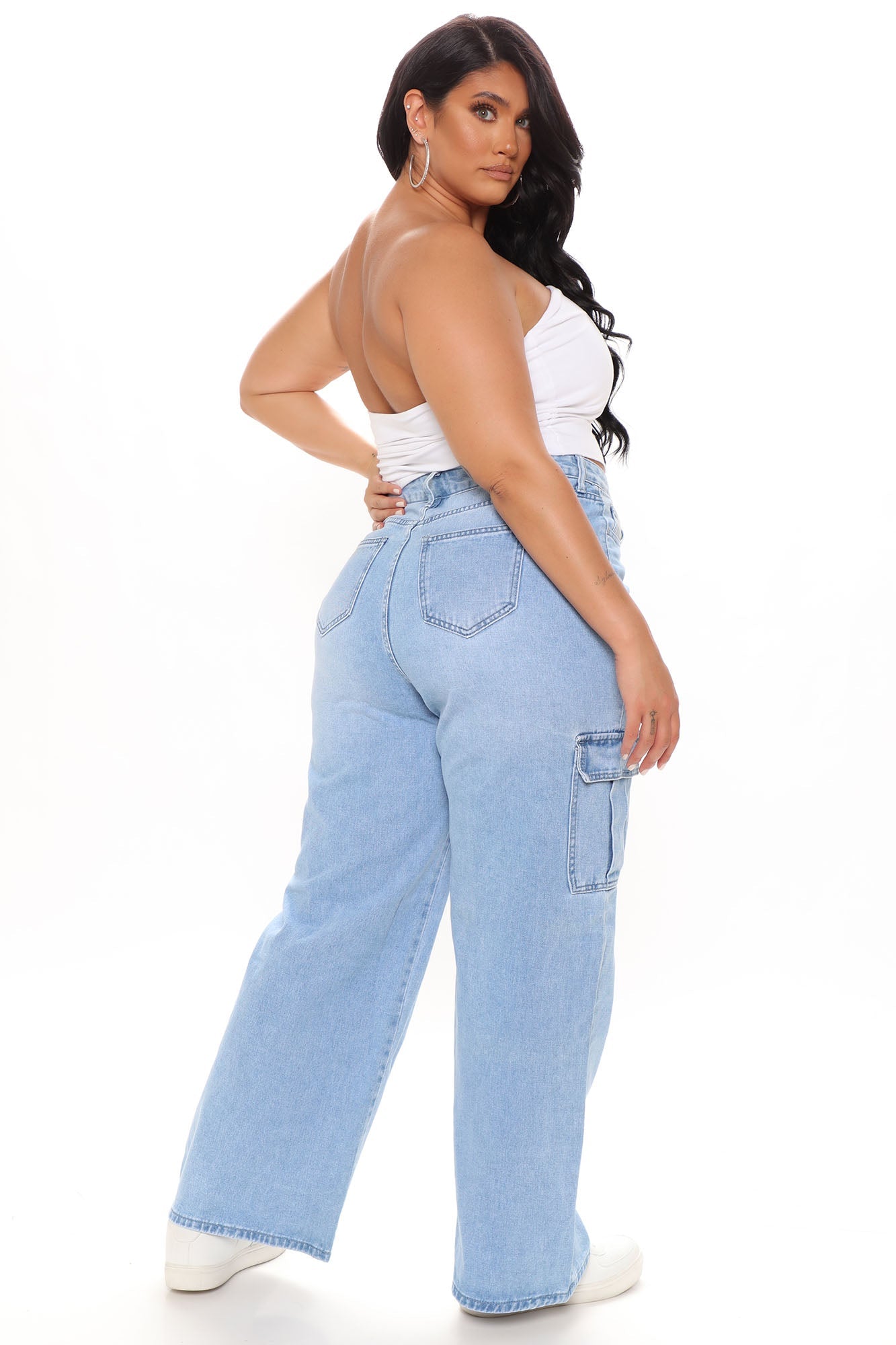Totally Tubular Non Stretch Cargo Skater Jeans - Medium Blue Wash