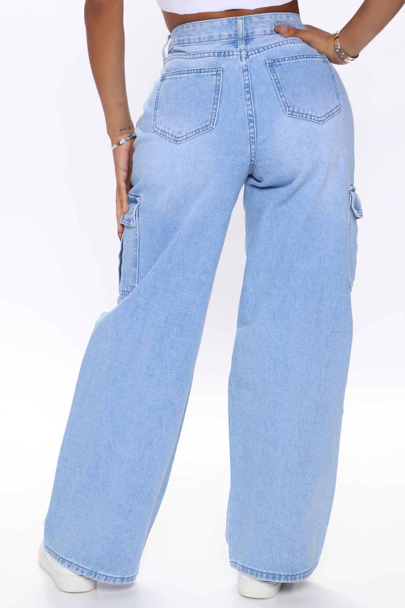 Totally Tubular Non Stretch Cargo Skater Jeans - Medium Blue Wash