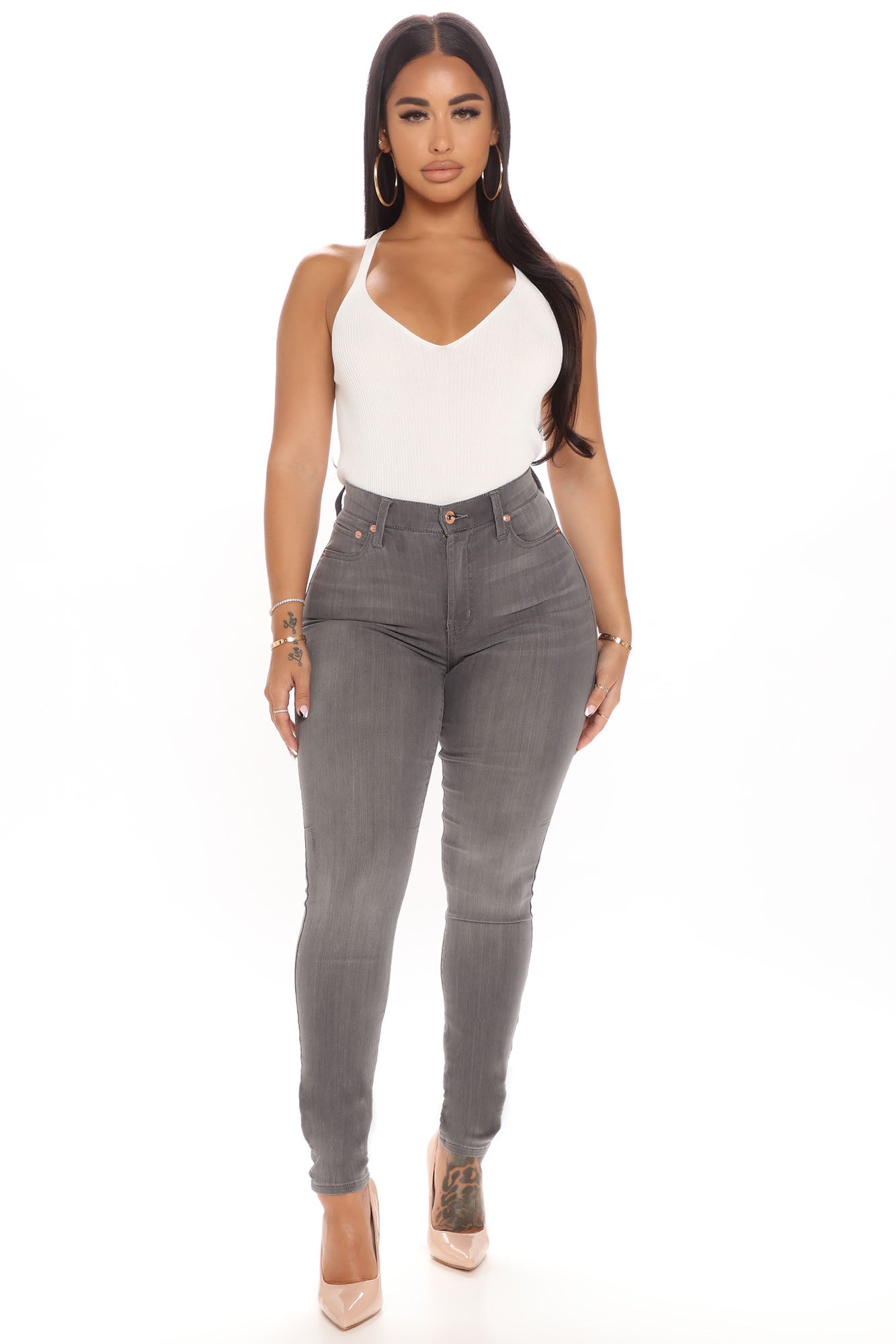 Total Smoke Show Super Stretch Skinny Jeans - Grey
