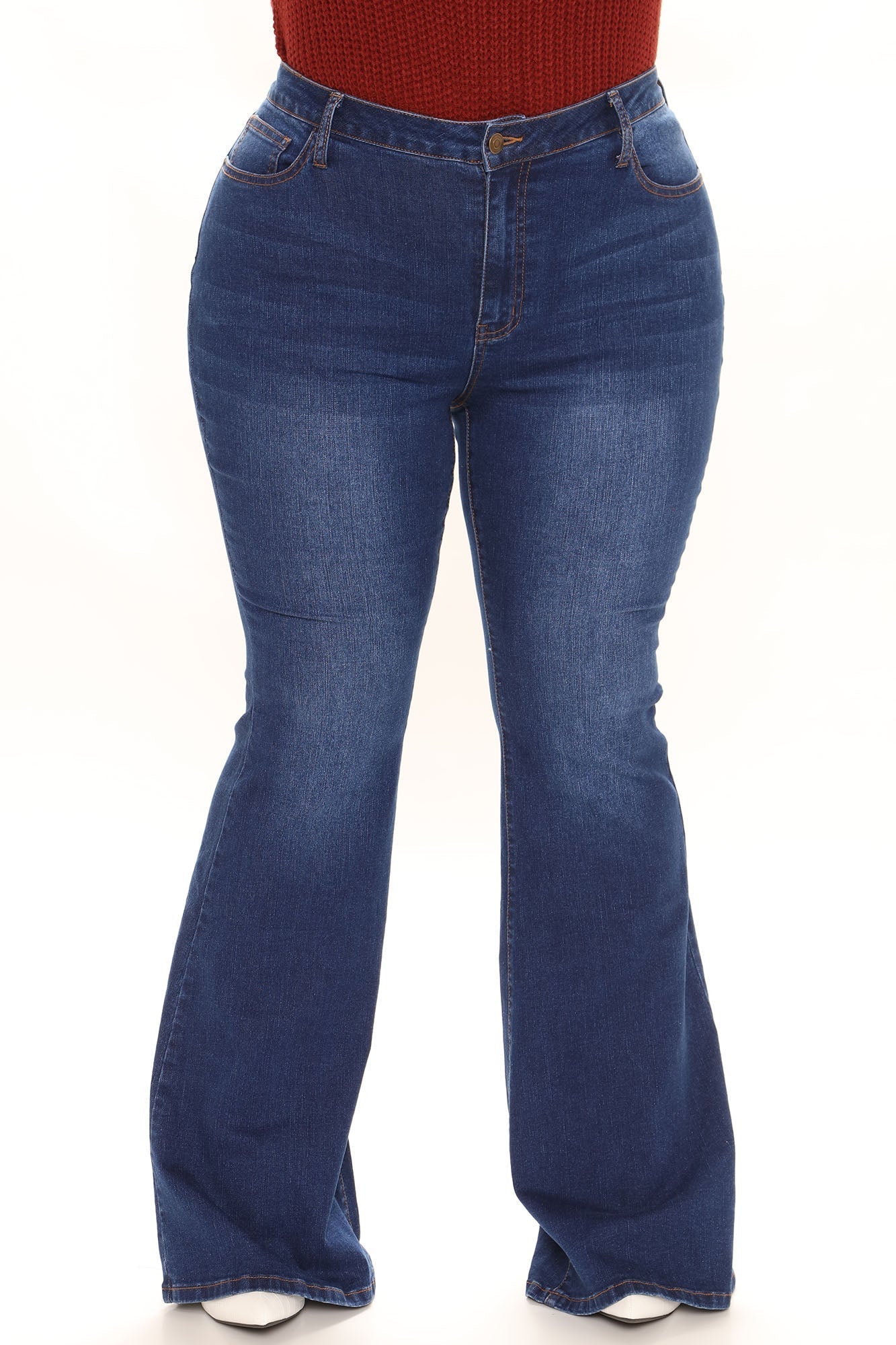 Total Flirt Mid Rise Stretch Flare Jeans - Dark Wash