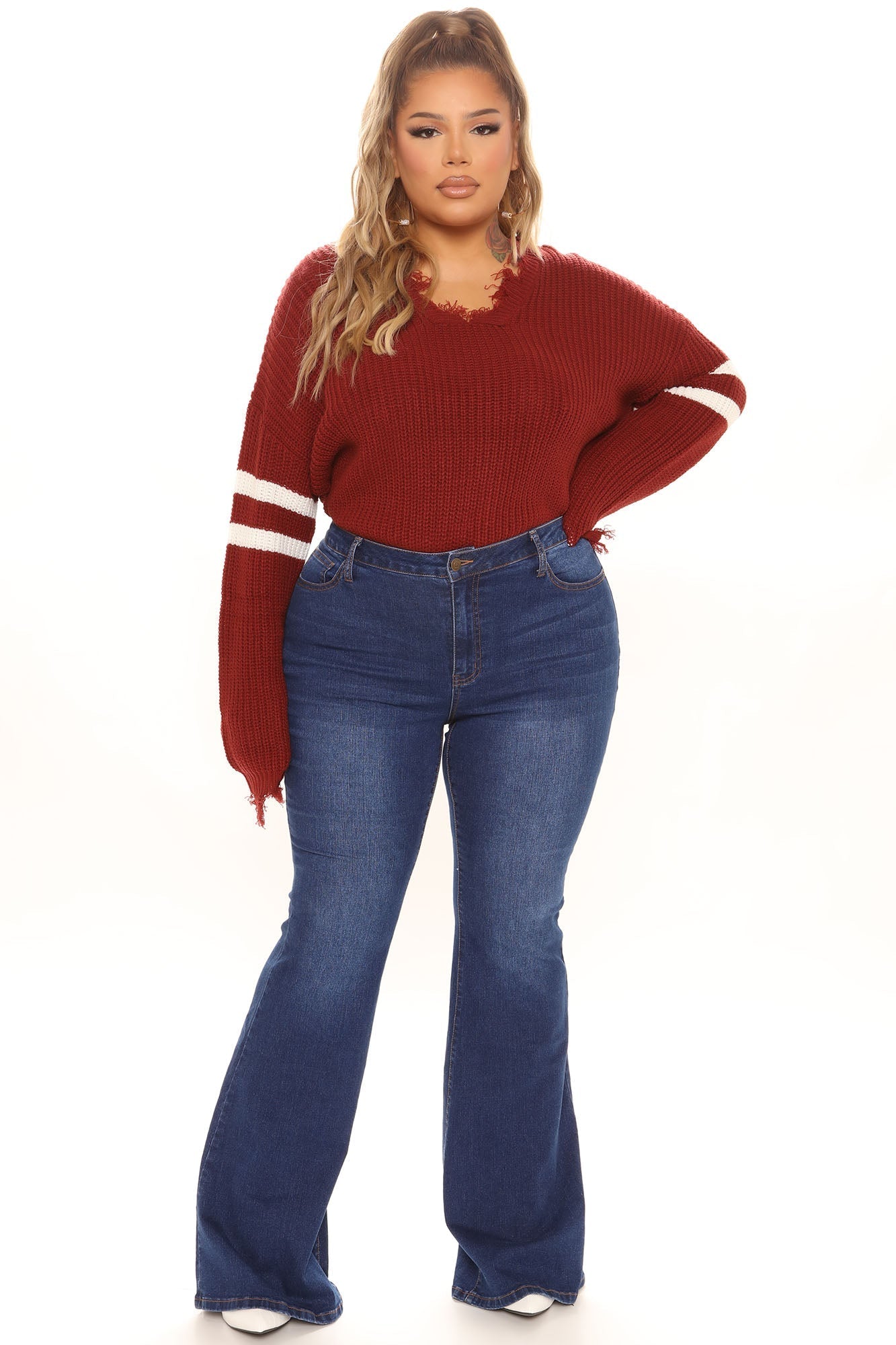 Total Flirt Mid Rise Stretch Flare Jeans - Dark Wash