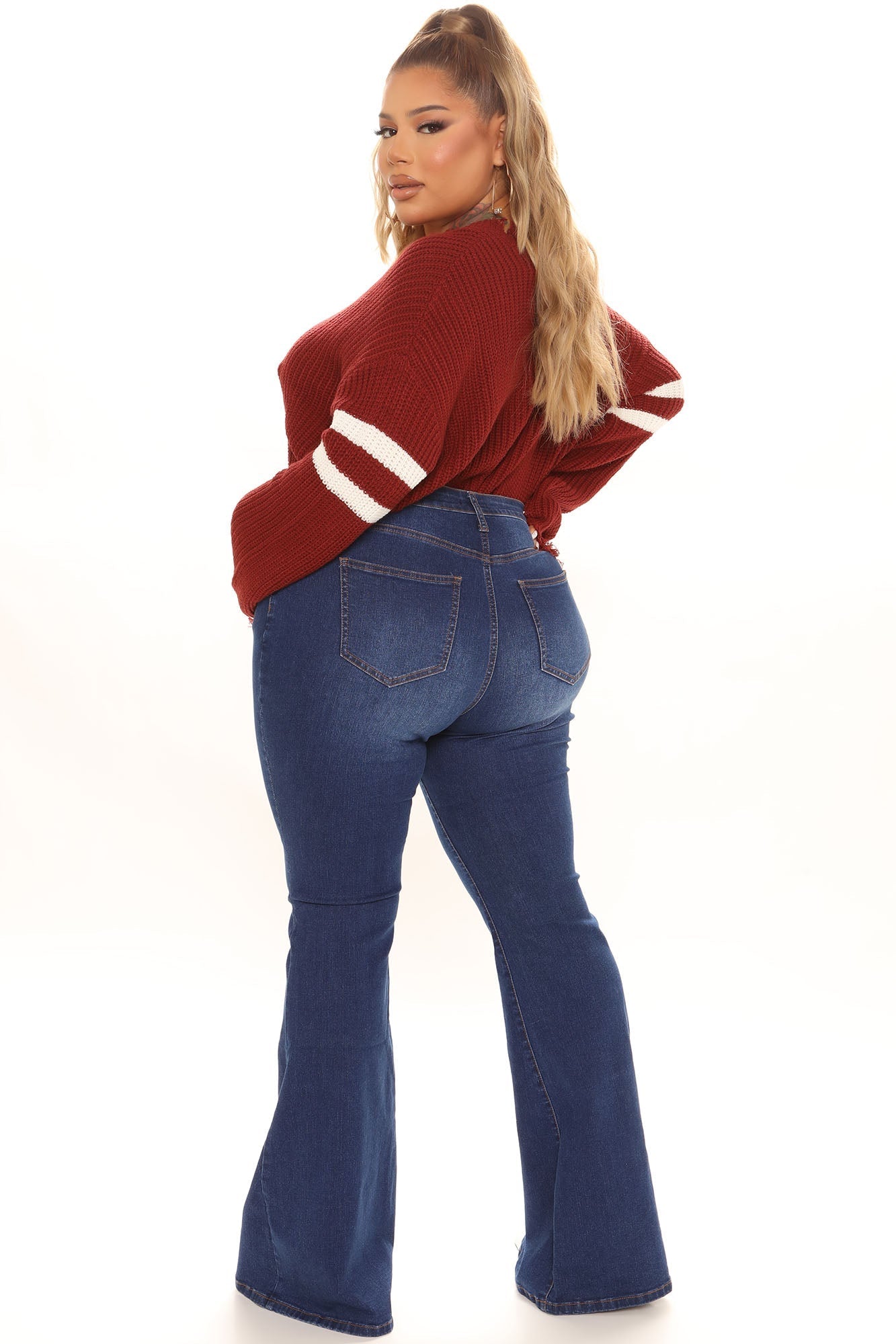 Total Flirt Mid Rise Stretch Flare Jeans - Dark Wash