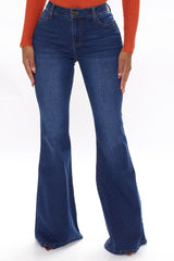 Total Flirt Mid Rise Stretch Flare Jeans - Dark Wash