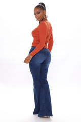 Total Flirt Mid Rise Stretch Flare Jeans - Dark Wash