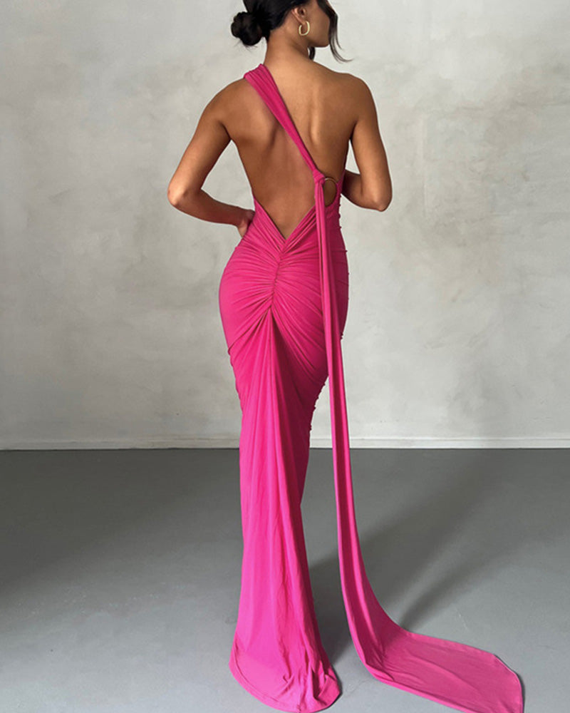 Meriya Swan Backless Maxi Dress