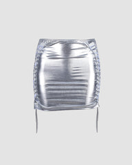 Shoelace Reflective Mini Skirt