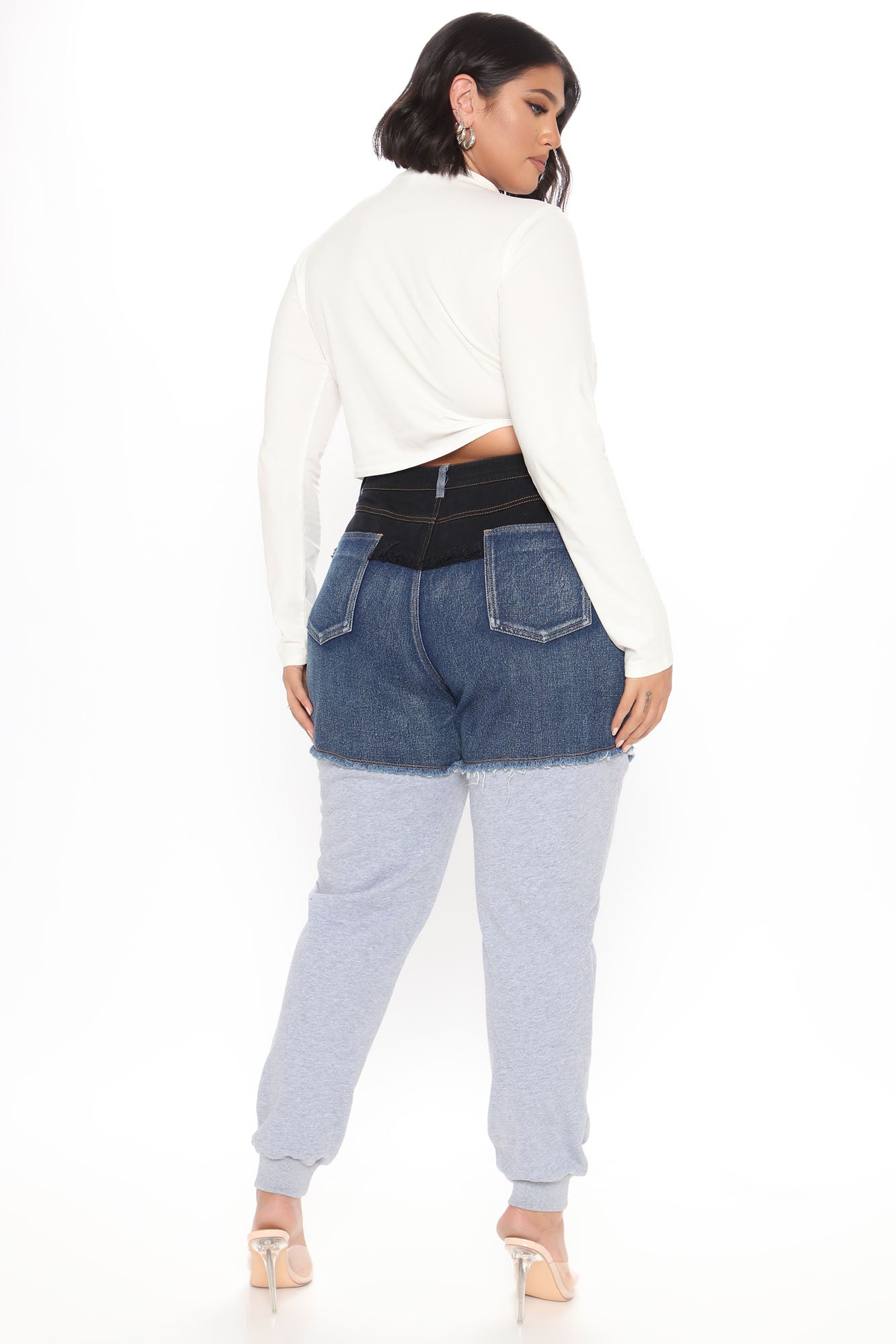 Top Tier Denim Sweatpant Joggers - Blue/combo