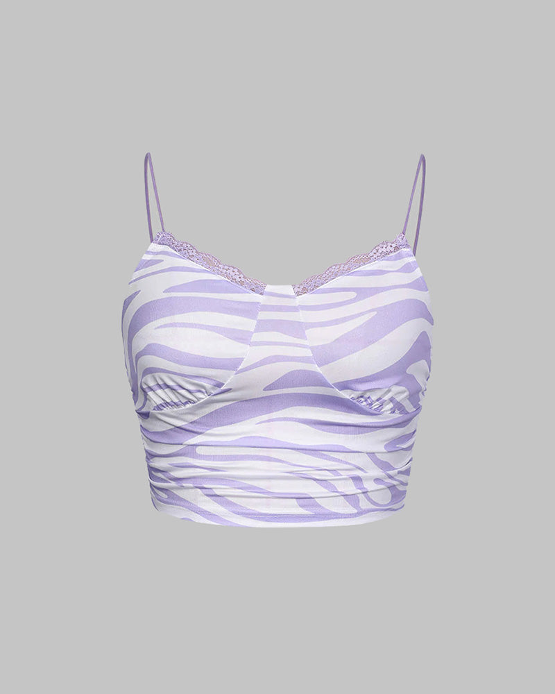 Lavender Stripe Lace Cami Top