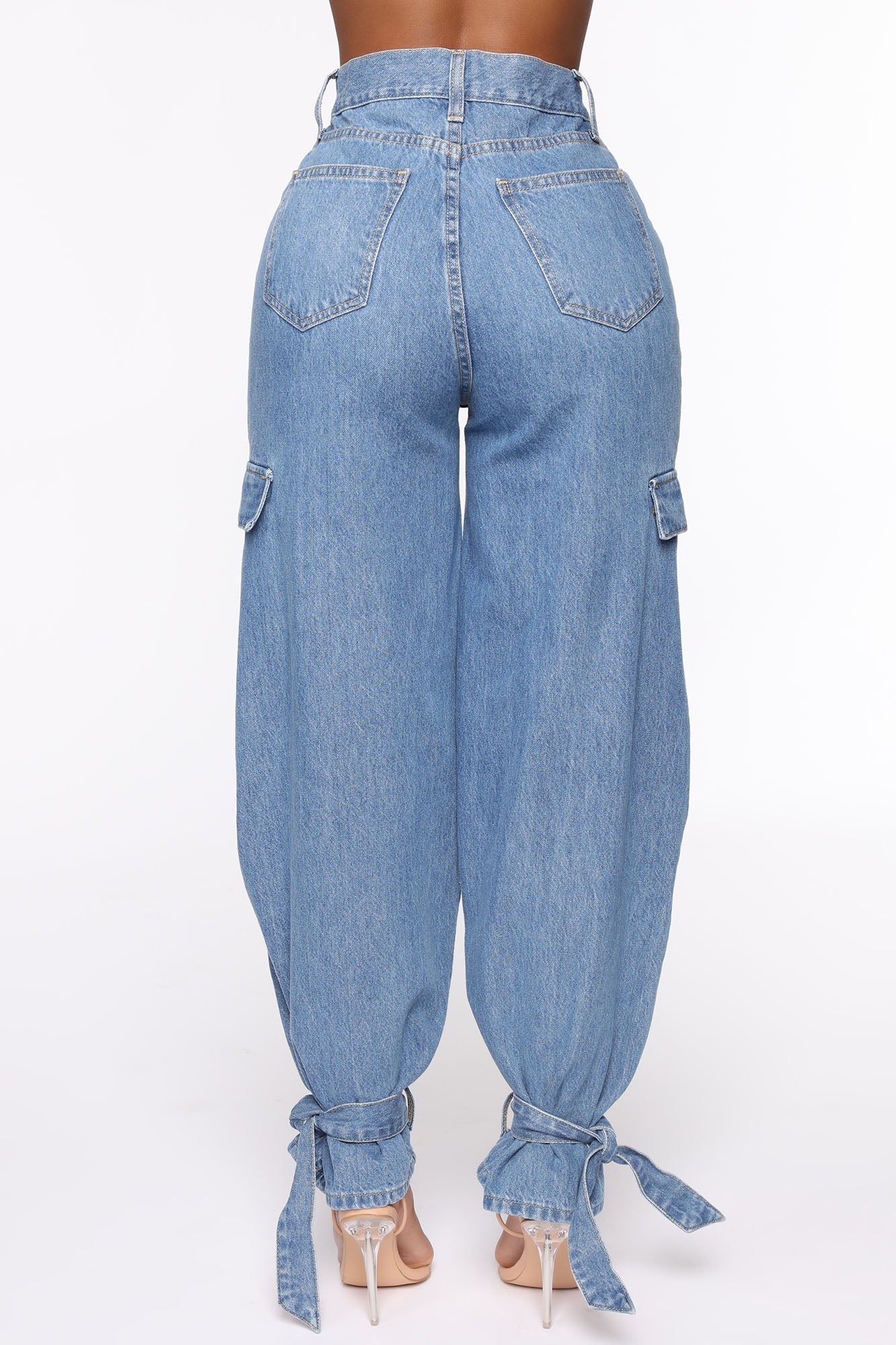 Too Tied Up Balloon Mom Jeans - Medium Wash