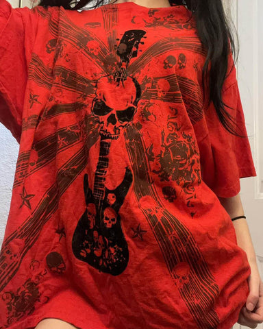 Umbriel Skull Grunge Graphic Oversized T-Shirt
