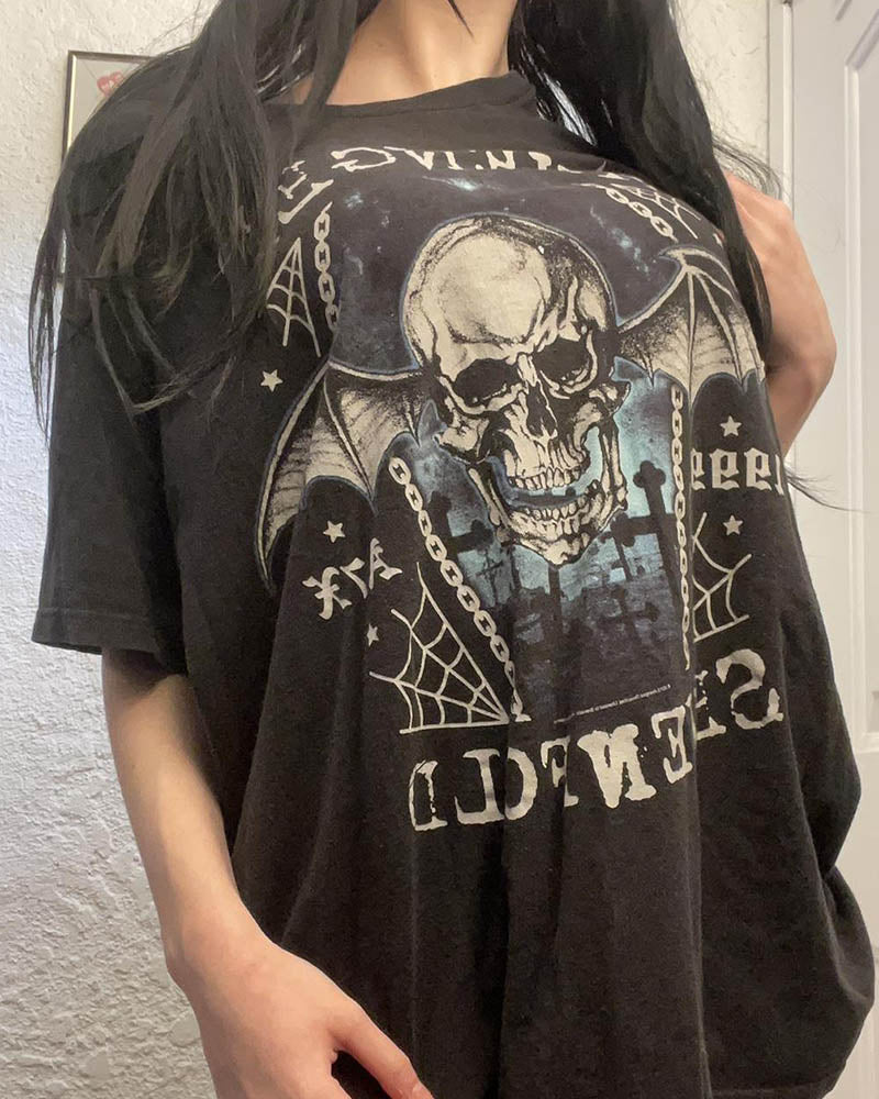Umbriel Skull Grunge Graphic Oversized T-Shirt