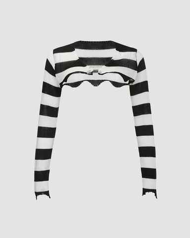 Break Out Knitted Stripes Pin Gloves Top