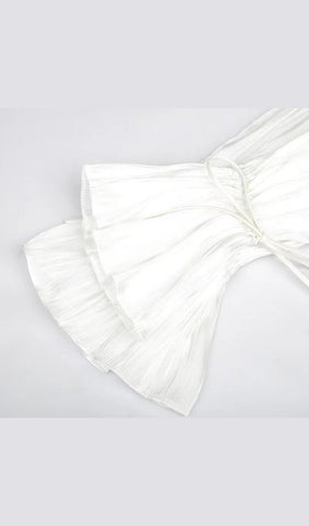 WHITE LLACE SLEEVE STITCHING BANDAGE DRESS