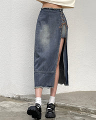 Gainbrook Slit Denim Skirt