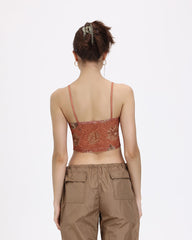 Aprikosenblatt-Spitzen-Korsett-Camisole