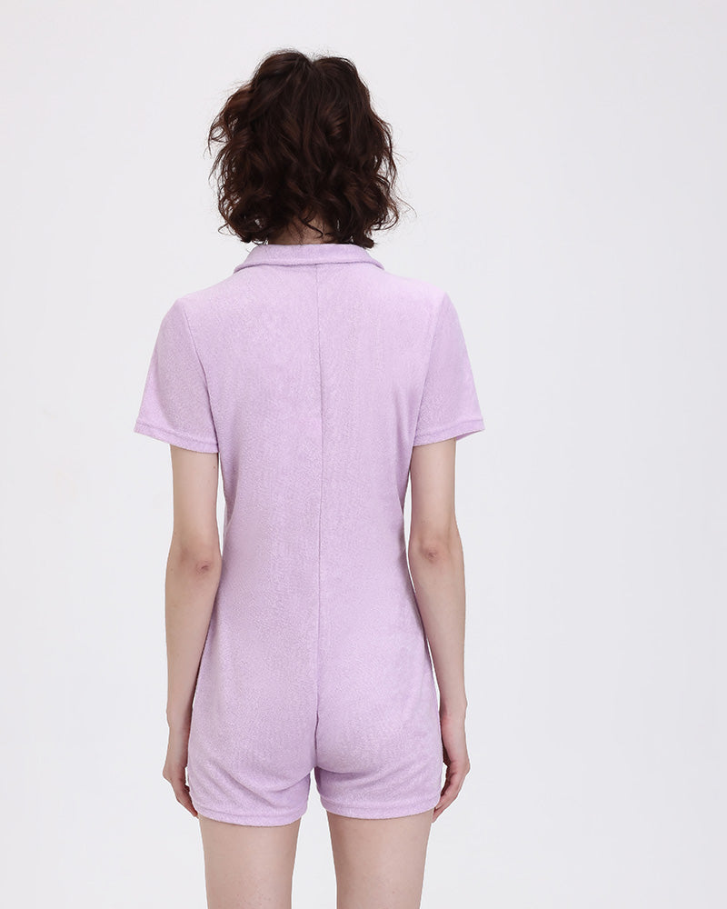 Lavender Town Collared Jumpsuit