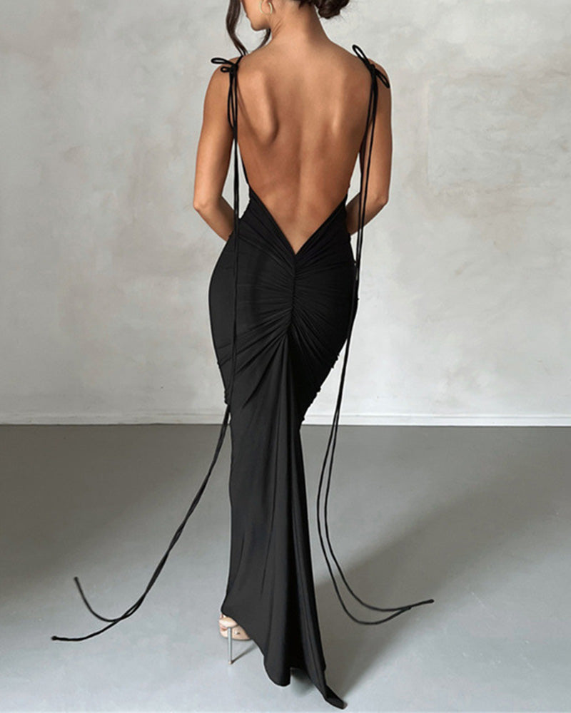 Charlize Backless Empire Maxi Dress
