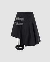 Gothic Pleated Belted Academia Skirt