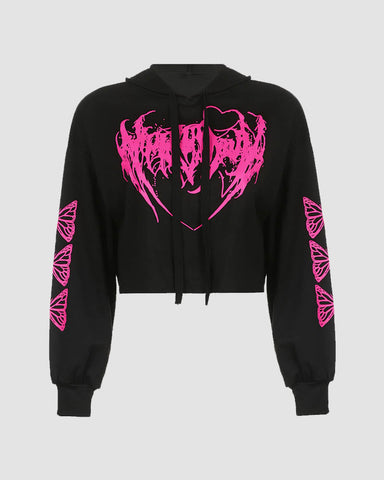 Gothica Wings Cropped Hoodie