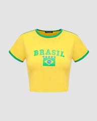 Brasil Cropped Raglan Sports Top