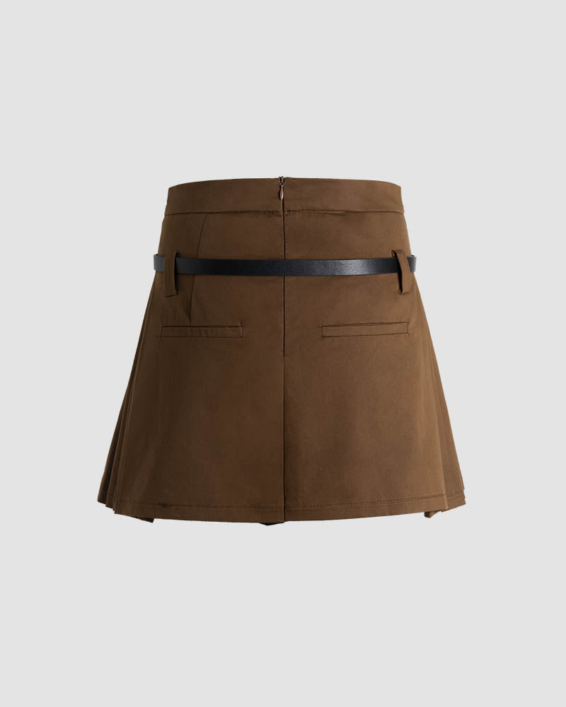 Chrono Glacier Belted Skirt