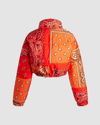 Patchwork Paisley Puffer Jacket