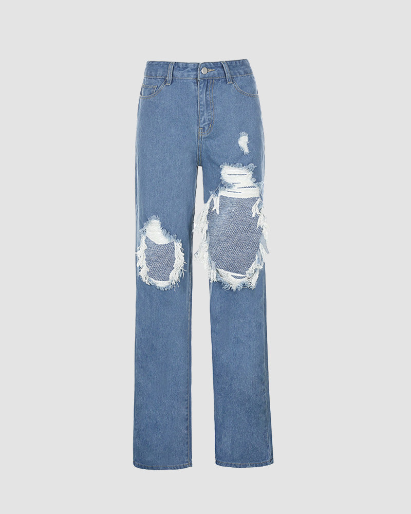 Cool Distressed Statement Jeans