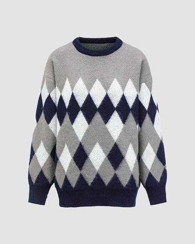 Jaelyne Dimensional Checkered Sweater
