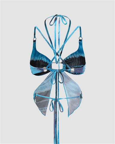 Watermarbled Butterfly Halter Top