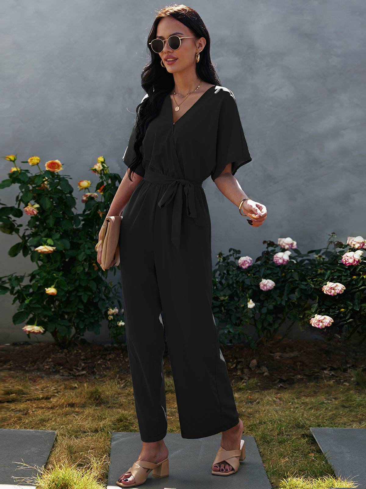 Tie Waist Solid Jumpsuit