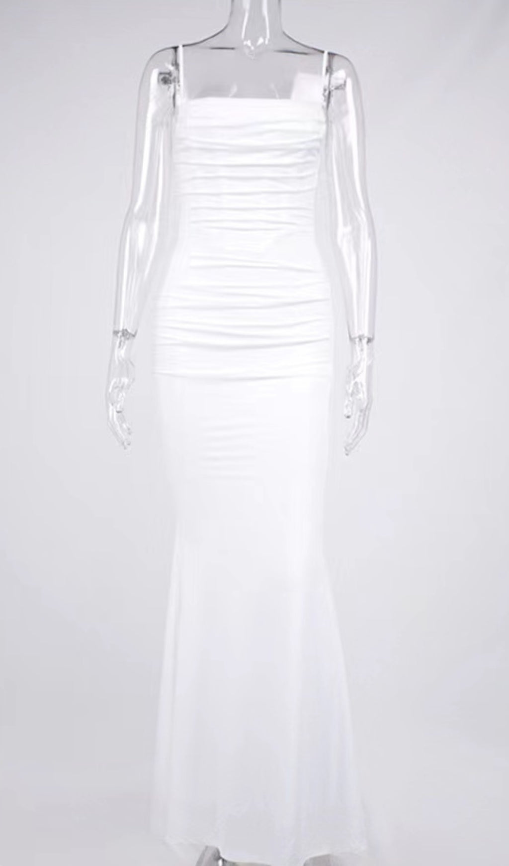 WHITE DRAPED CORSET MAXI DRESS