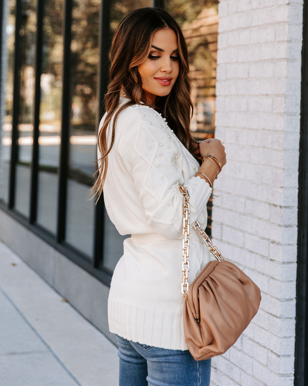 Thoughts Of You Pearl Embellished Tie Cardigan - Ivory