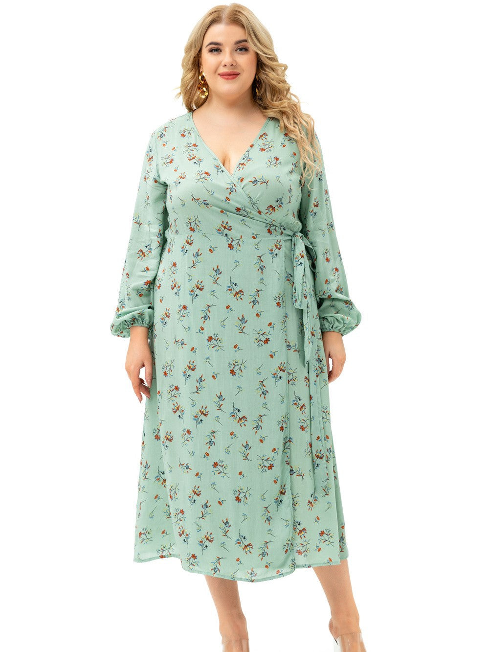 The New Long Sleeve Floral Split Dress