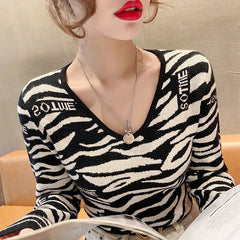 Tiff Mock Neck Knit Tiger Sweater