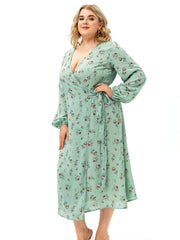 The New Long Sleeve Floral Split Dress