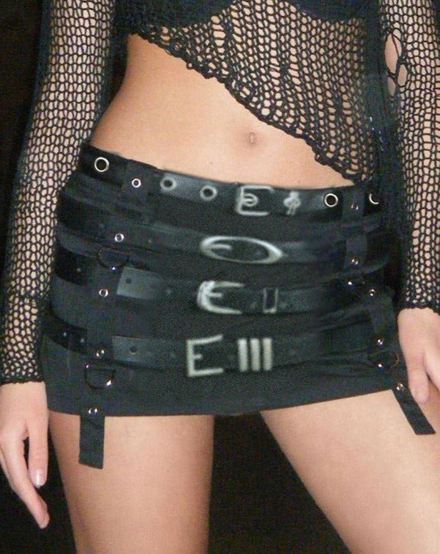 Quad Grunge Belt Mini Skirt