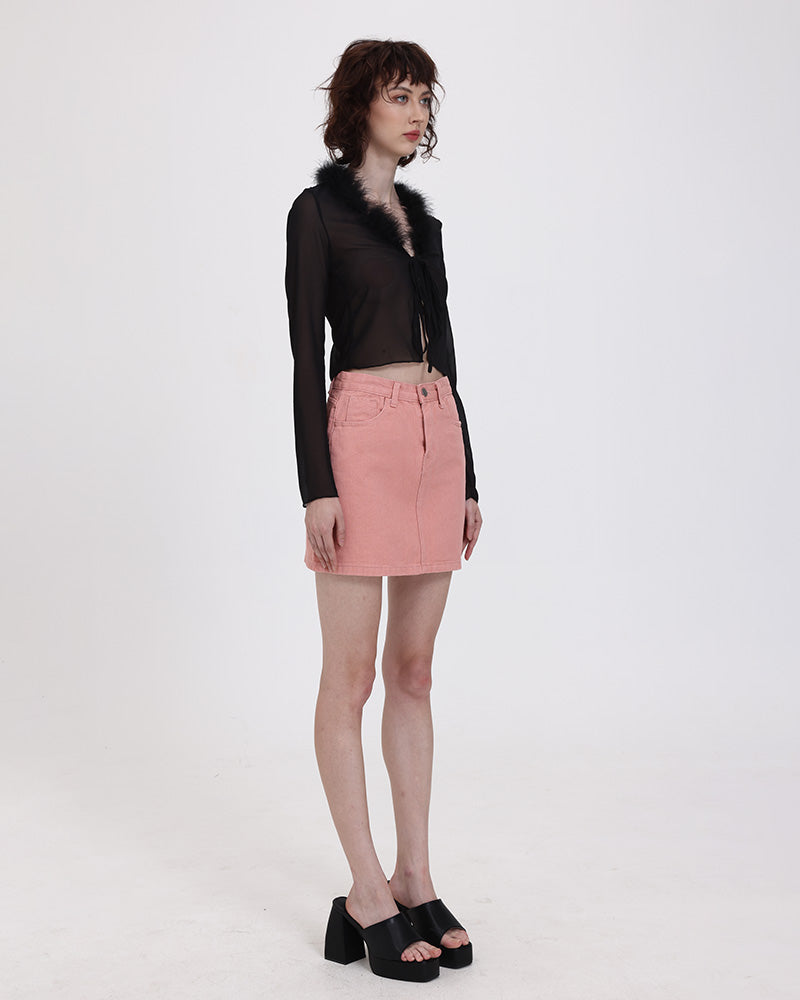 Selling Pockets Denim Mini Skirt