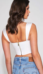 WHITE LACE SATIN CORSET TOP