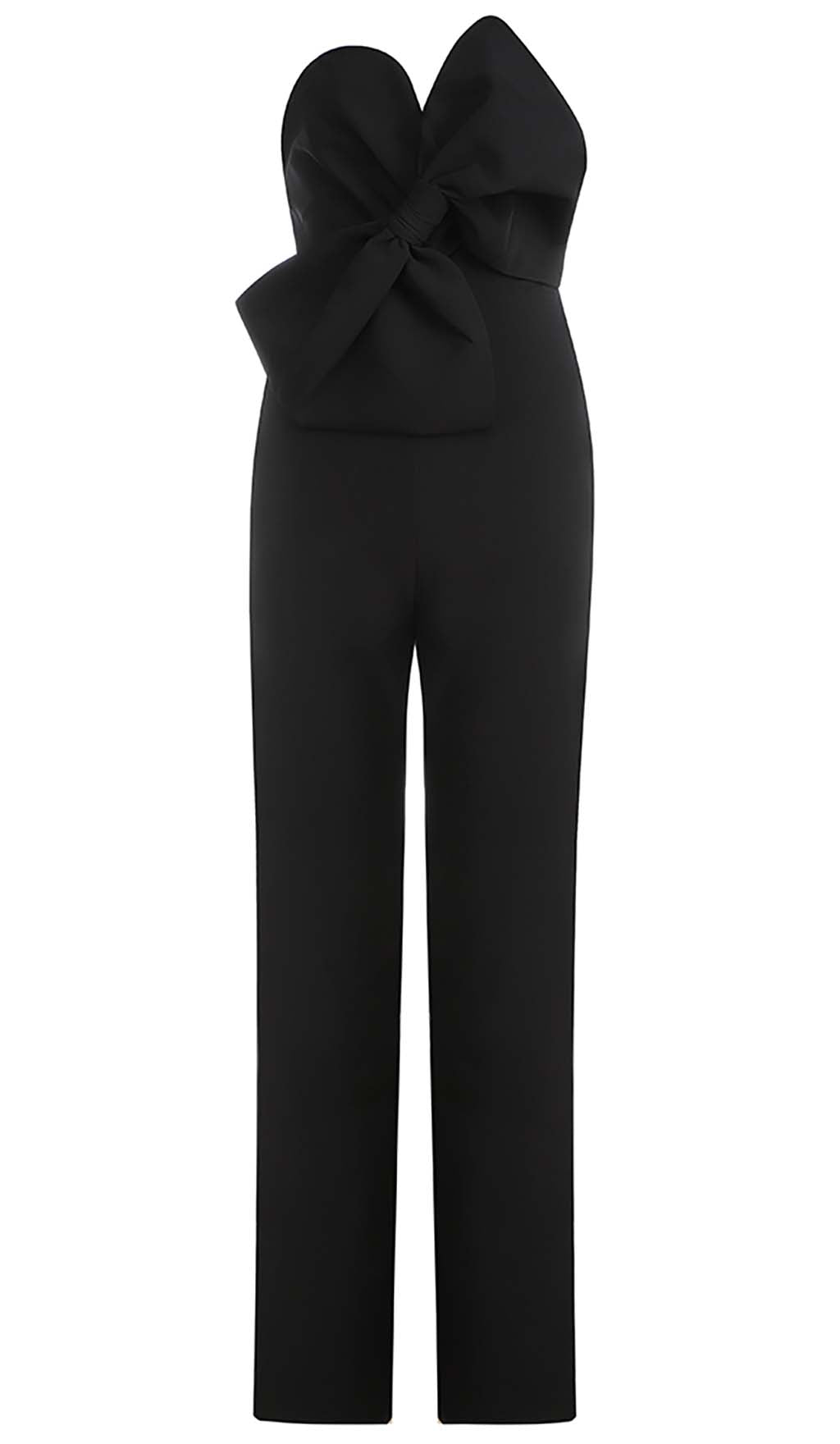 TWISTED BOW SILK FAILLE JUMPSUIT