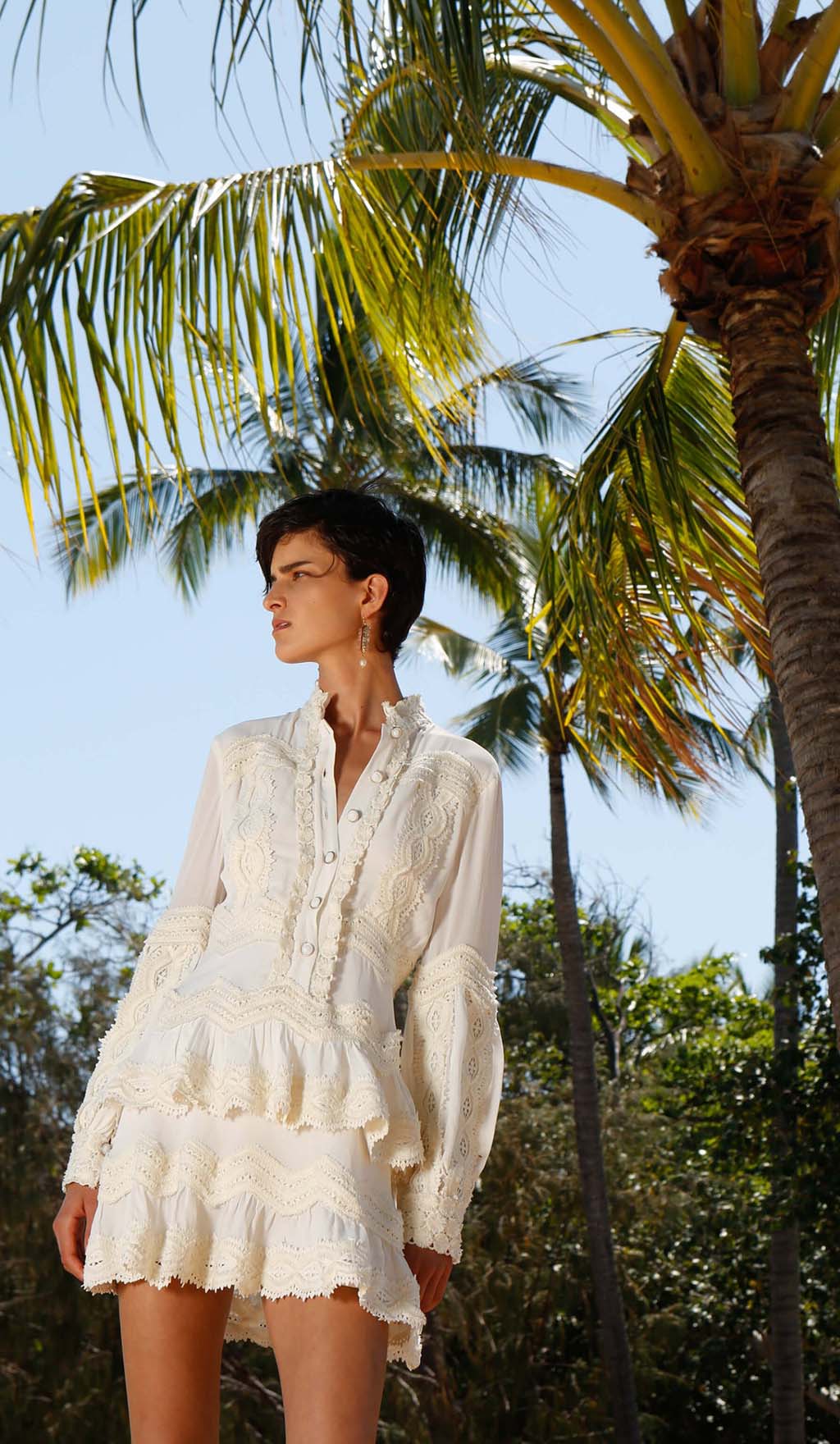 TWO LAYERS TIERED RUFFLES MINI DRESS IN WHITE – Baly Shop