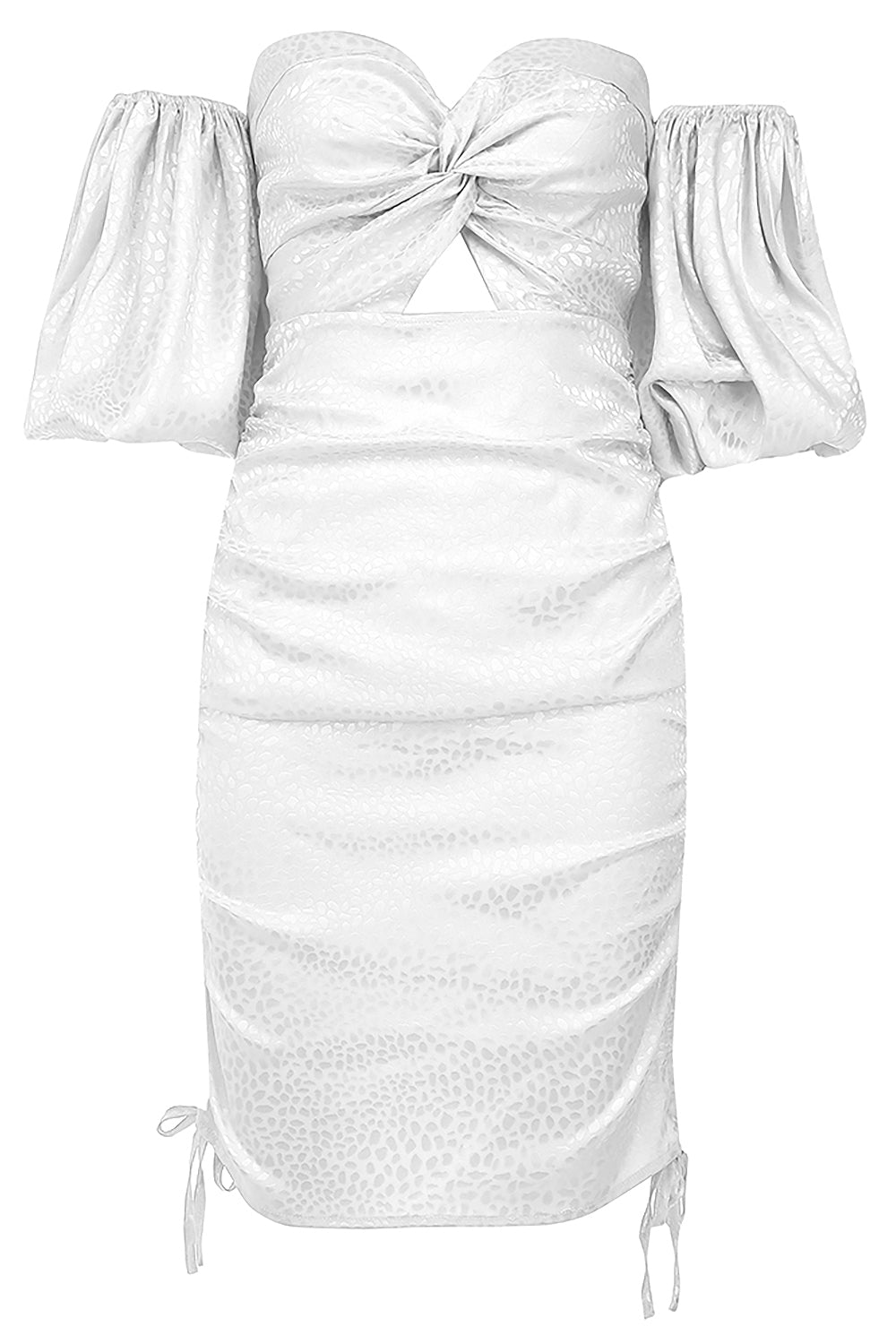 White Off-Shoulder Key Hole Dress