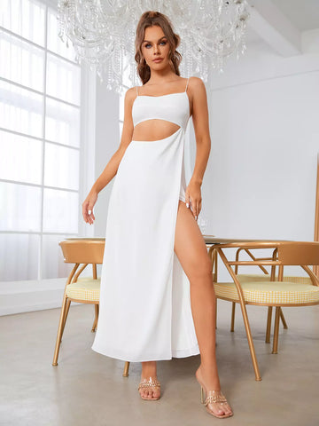 Cut Out Backless Split Thigh Cami Dress
