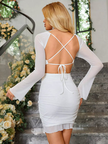 Double Layer Mesh Cut Out Dress