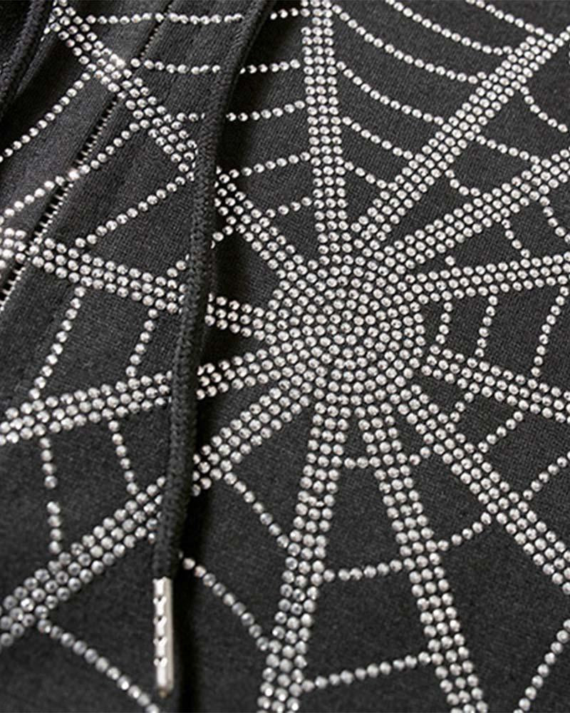 Embellished Web Oversized Zip Hoodie